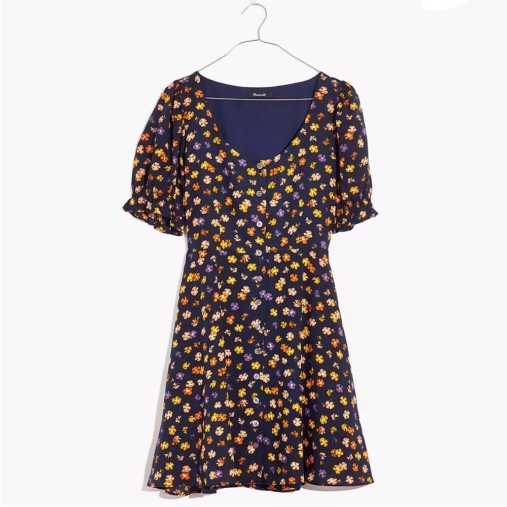 BOGO! Madewell Smock Sleeve Floral Button Front Dress Navy Size 10